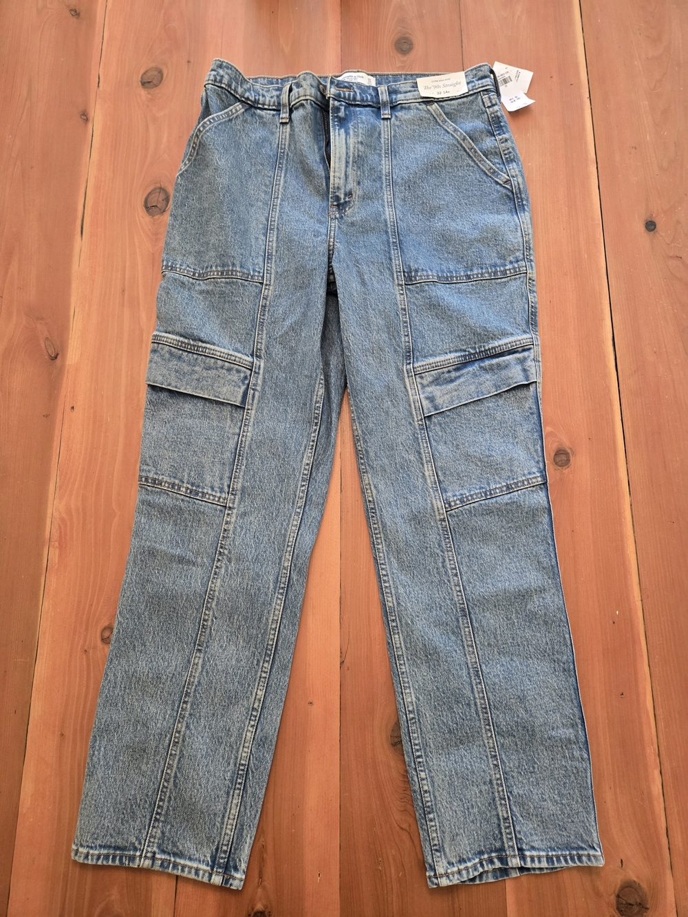 Abercrombie & Fitch The 90s Straight Ultra High Rise Cargo Jean Size 32/14R NWT